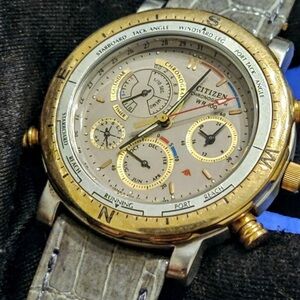 Citizen Rare Vintage Perpetual Calendar Chrono Alarm 6750 Mens Watch